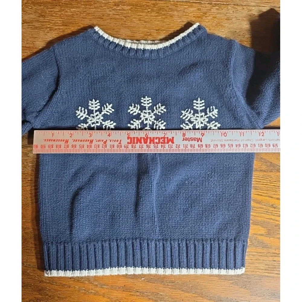 George Baby Boys Long Sleeve Knit‎ Sweater Snowflake Winter Navy Size 18 Months
